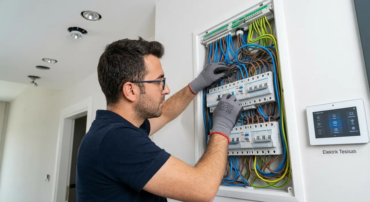 Şişli’de yeni sigorta panosu ve kaçak akım rölesi montajı yapan elektrik ustası
